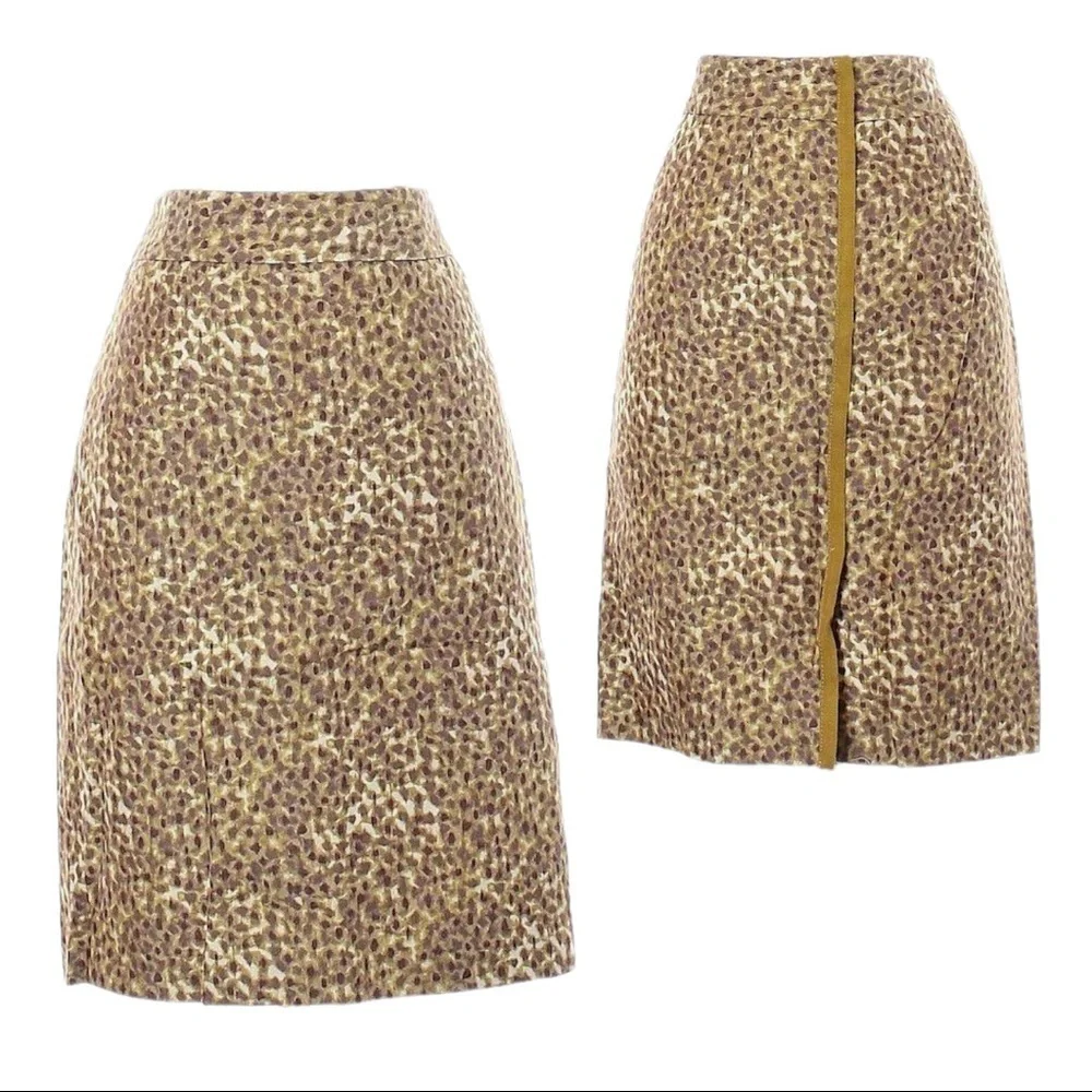 LOFT Animal Print Silk Blend A-Line Skirt Size 4 Career Chic